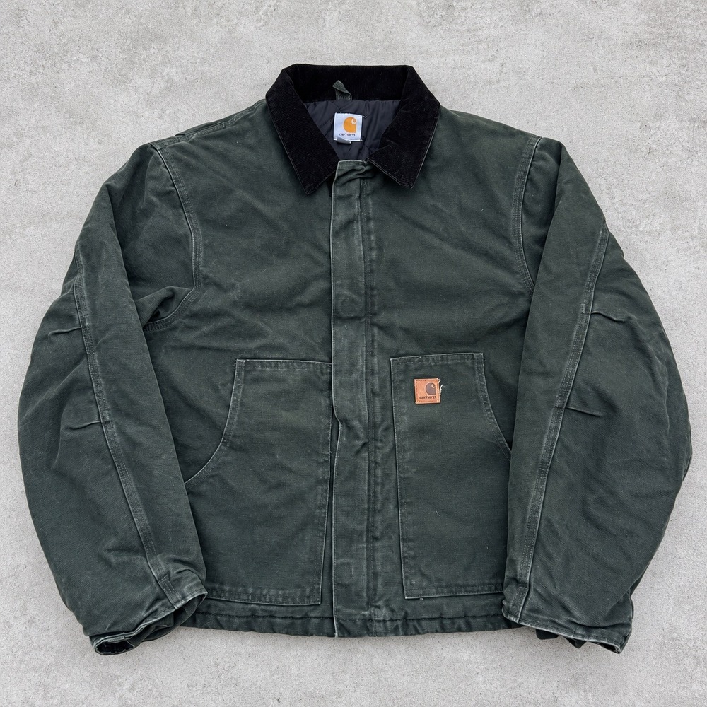 Carhartt J22 MOS Moss Green Sandstone Arctic Quilt Lined Detroit Jacket Mens XL